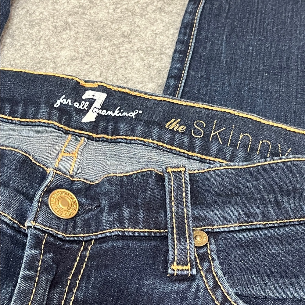 Women’s 7 For All Mankind The Skinny Dark Blue Jeans - Picture 5 of 8